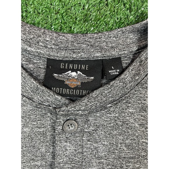 Harley Davidson Henley Gray Long sleeve‎ Shirt Lightweight Men's Size Large LG - Picture 3 of 5